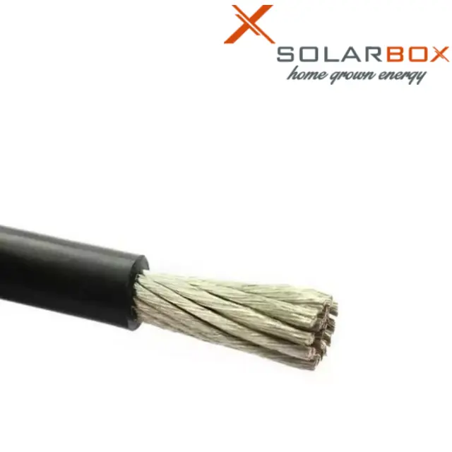 Cable cobre estañado negro de 16mm2 (6AWG) - Funda de silicona - 1 metro